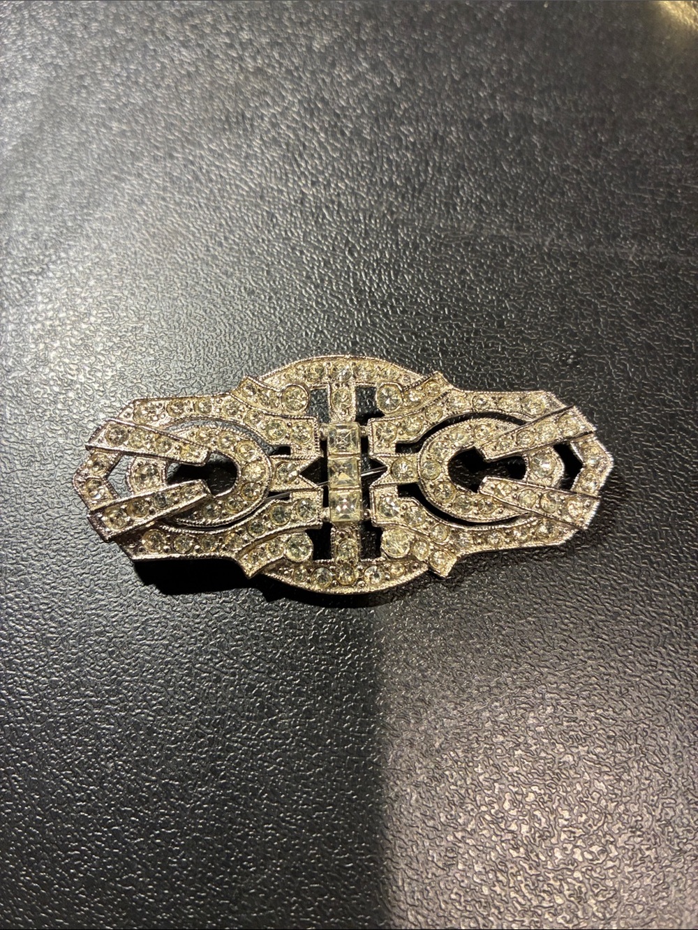 Kenneth Jay Lane Silver-Tone Clear Crystal Brooch